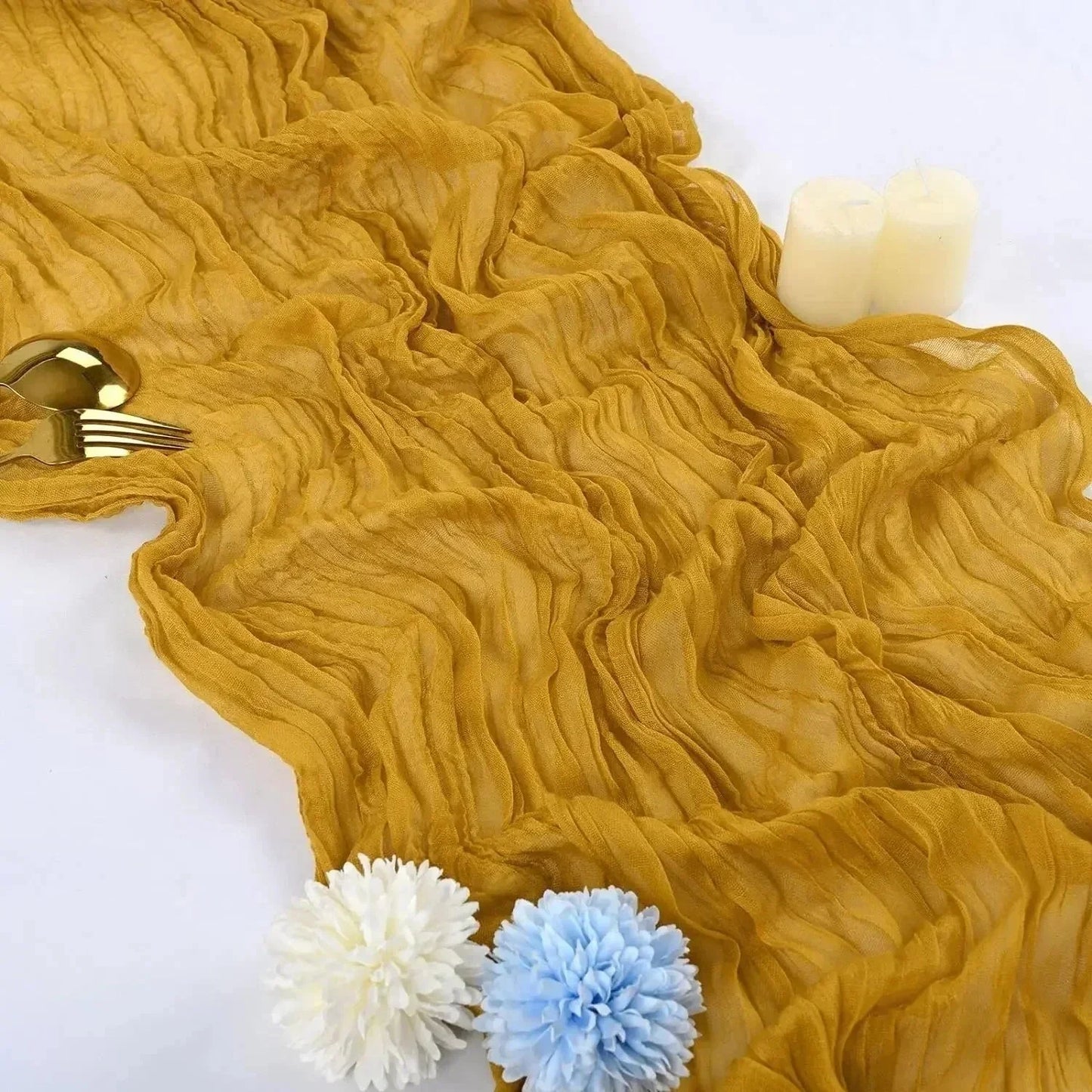 Norvo | 10 stk voile ostekluter bordsduk semi-transparent gasbind borddekorasjon for bryllupsfest, bryllupsgarland draperi stoff