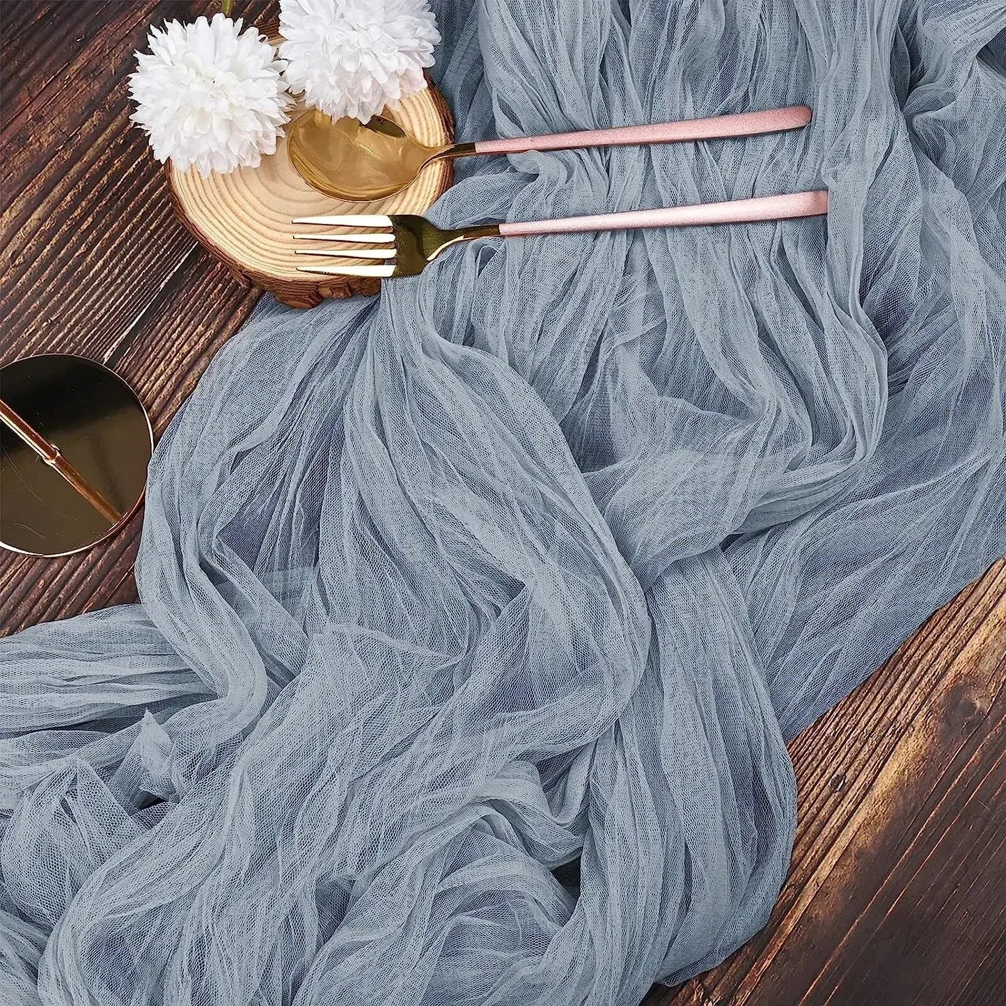 Norvo | 10 stk voile ostekluter bordsduk semi-transparent gasbind borddekorasjon for bryllupsfest, bryllupsgarland draperi stoff