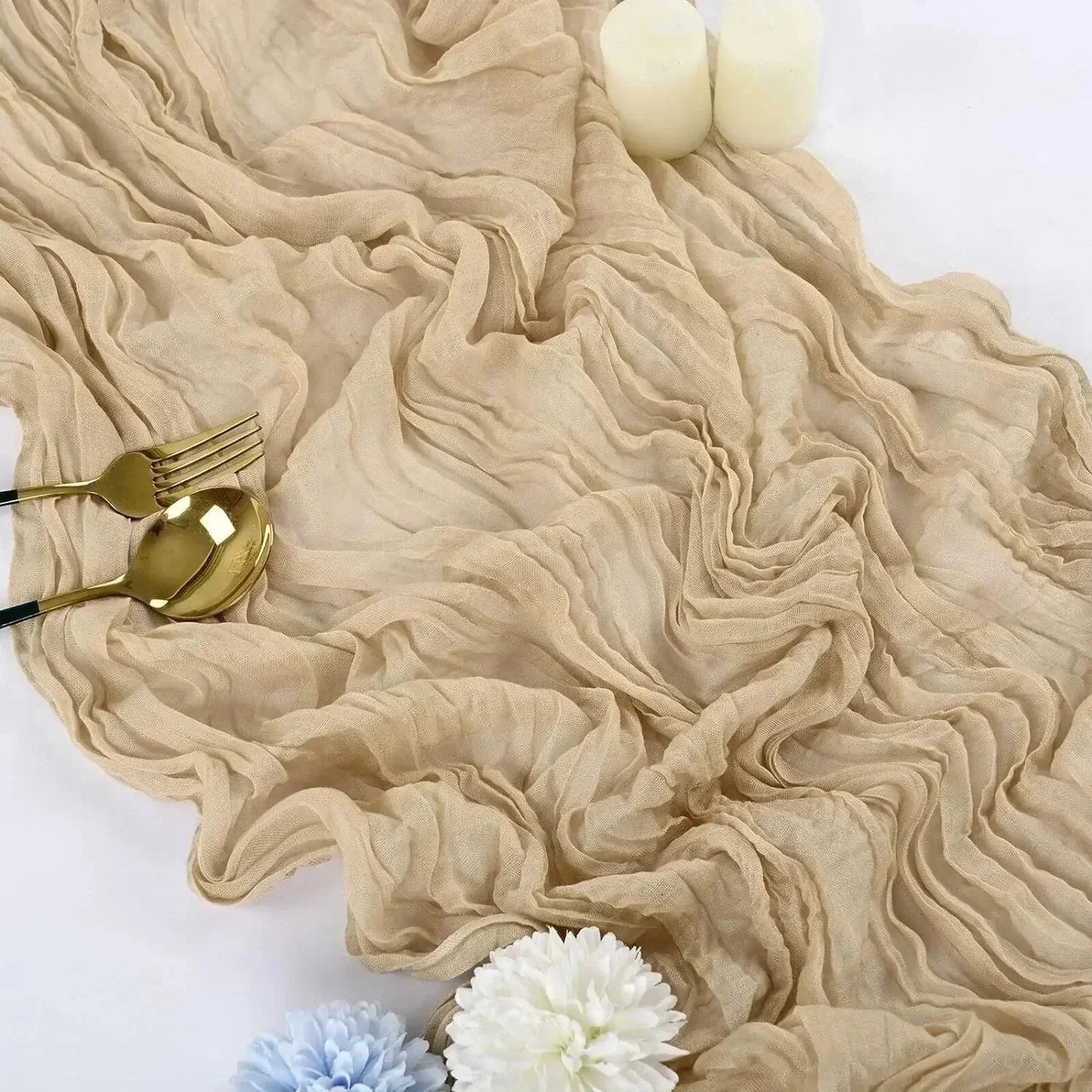 Norvo | 10 stk voile ostekluter bordsduk semi-transparent gasbind borddekorasjon for bryllupsfest, bryllupsgarland draperi stoff