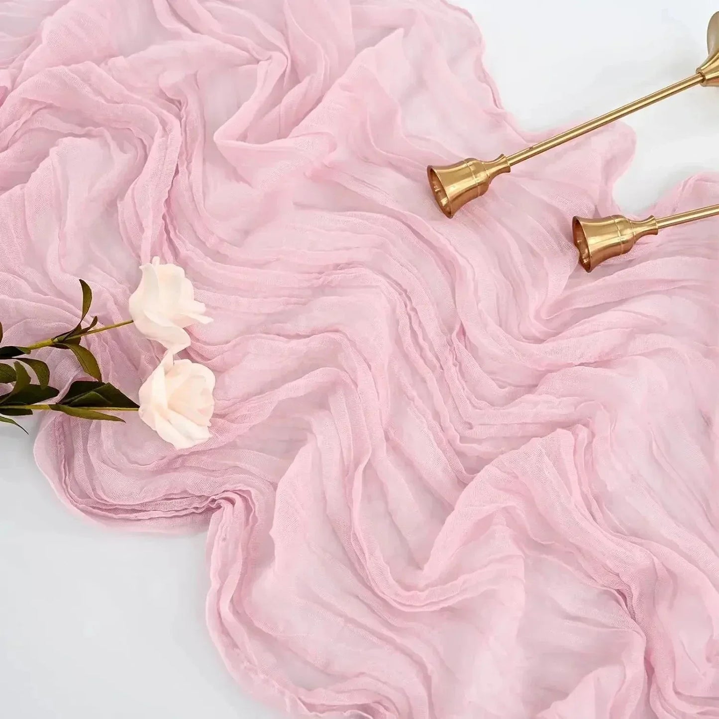 Norvo | 10 stk voile ostekluter bordsduk semi-transparent gasbind borddekorasjon for bryllupsfest, bryllupsgarland draperi stoff