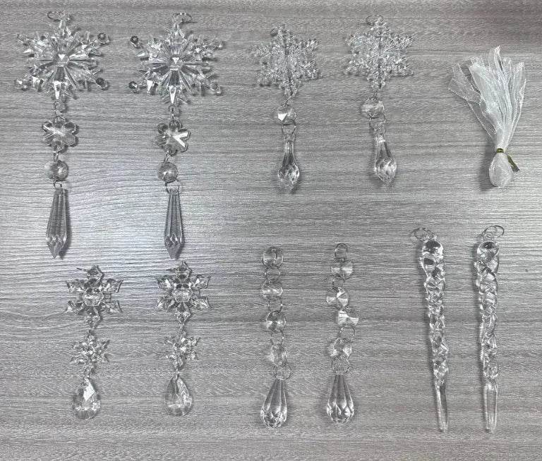 Norvo | 10 stk juletre hengende pendler akryl isstrimmel snø tak xmas ornamenter nyttårs juledekorasjon hjemmeinnredning