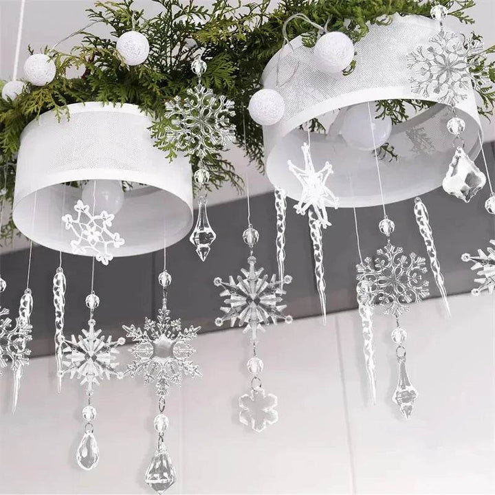 Skanto | 10 stk juletre hengende pendler akryl isstrimmel snø tak xmas ornamenter nyttårs juledekorasjon hjemmeinnredning
