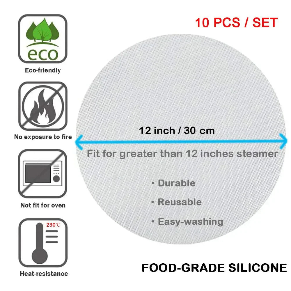 10Pcs Silikon Runde Dampere Liner Non-stick Gjenbrukbare Dehydrator Matter | Skanto