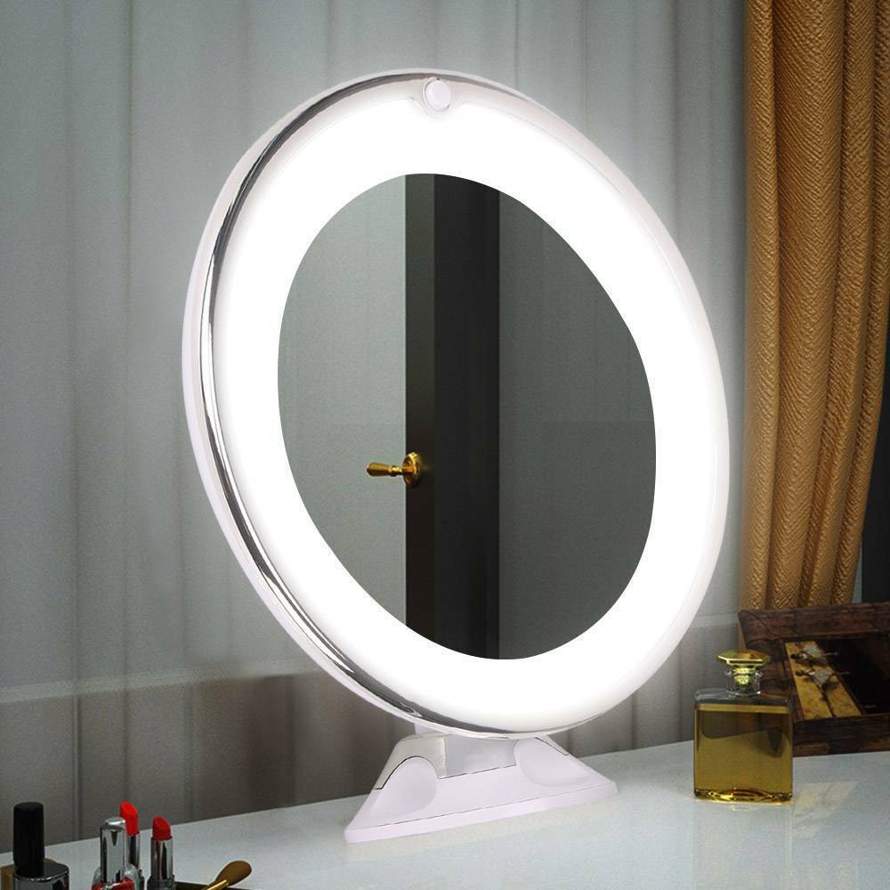 Skanto | Lunora LED Smink Speil | 10x Forstørrelse | 360° Rotasjonsvennlig | Kompakt & Reiservennlig