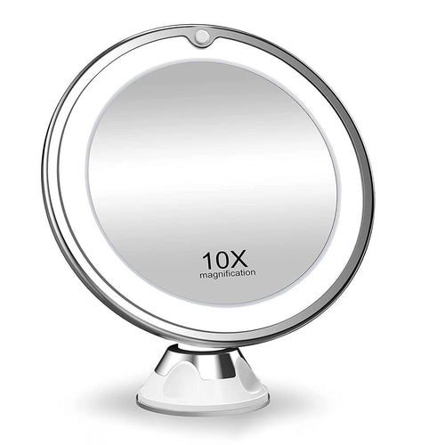 Skanto | Lunora LED Smink Speil | 10x Forstørrelse | 360° Rotasjonsvennlig | Kompakt & Reiservennlig