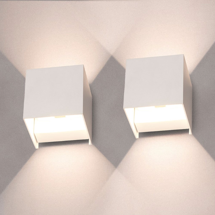 Skanto | Trådløse LED Vegglamper – Moderne Kube Design (Sett med 2)