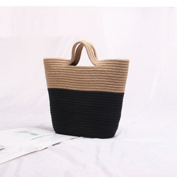 High-quality woven basket bag with sturdy short handles Skanto