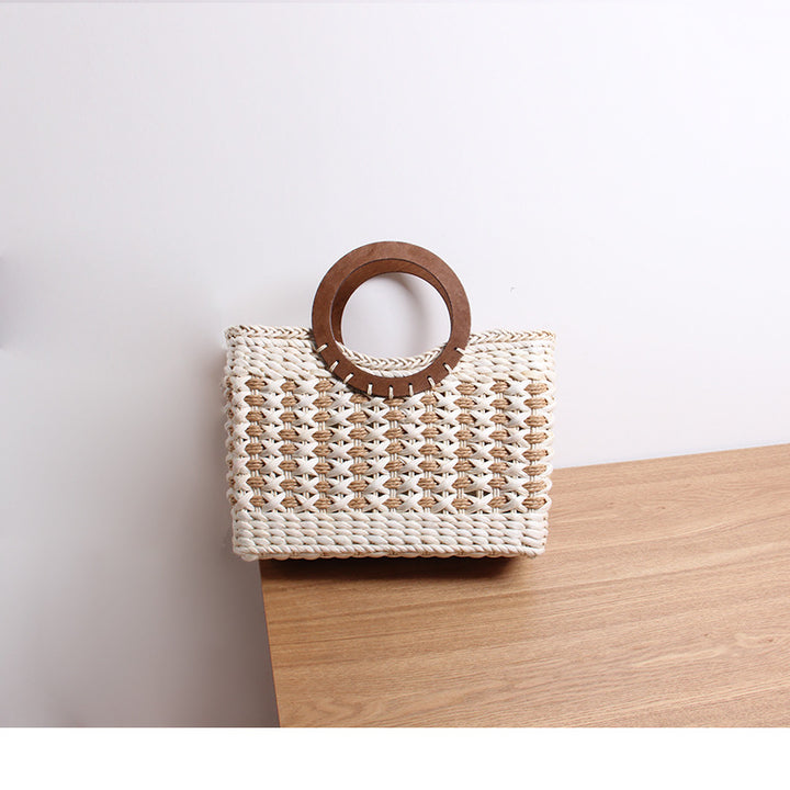 Handbag with round wooden handle Skanto