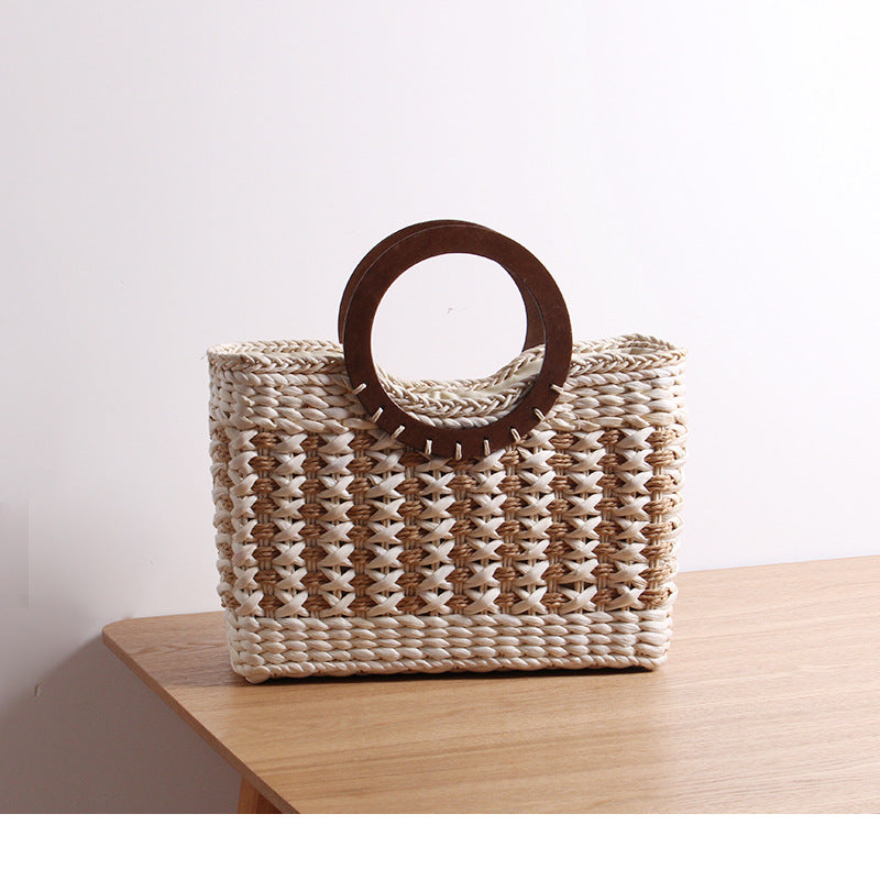 Handbag with round wooden handle Skanto