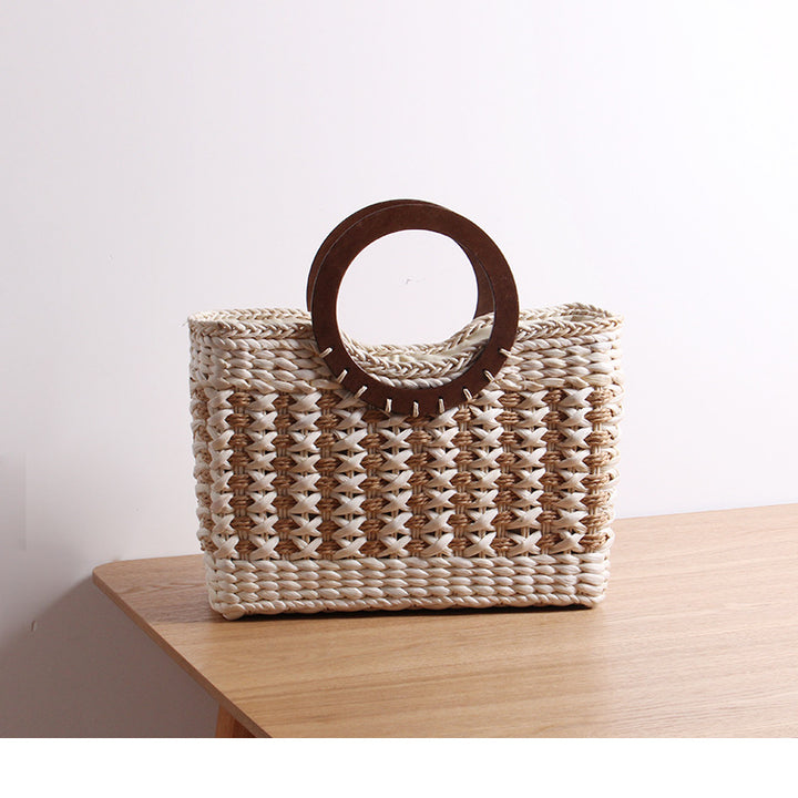 Handbag with round wooden handle Skanto
