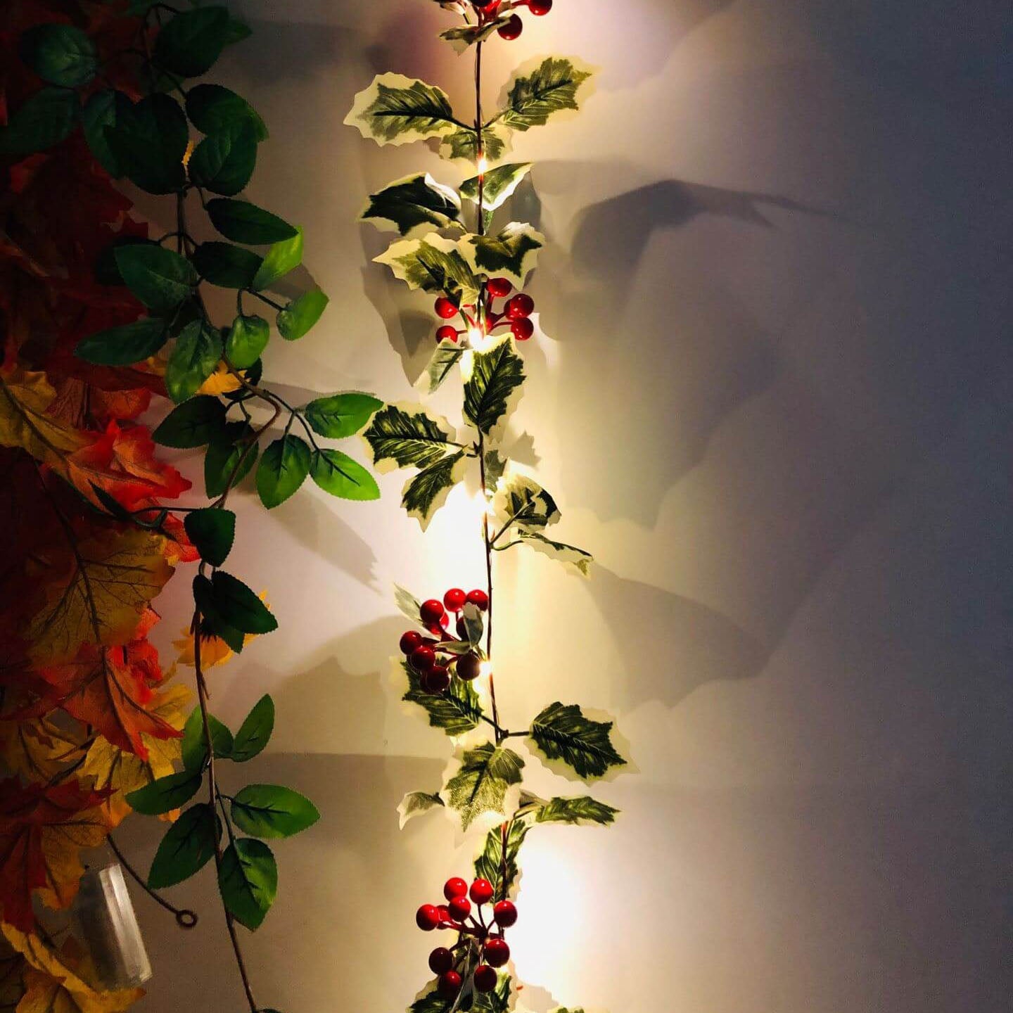 Norvo | Jule Rød Frukt Rattan Fest Vindu Patio Fest Takkefest Dekorasjon Lyskæde