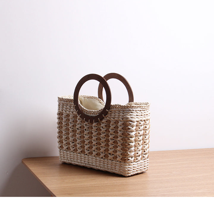 Handbag with round wooden handle Skanto