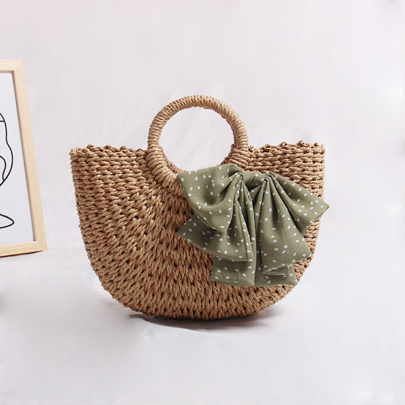 Braided basket bag with decorative scarf Skanto