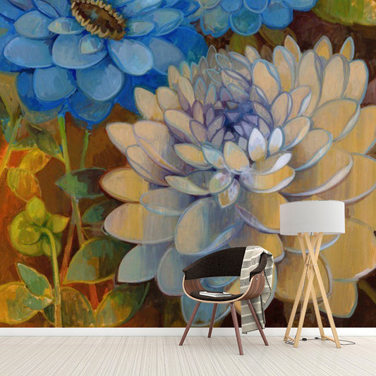 Norvo | Kunstnerisk Blomster Tapet i Blått og Hvitt Soveroms Dekor, Tilpasning Tilgjengelig