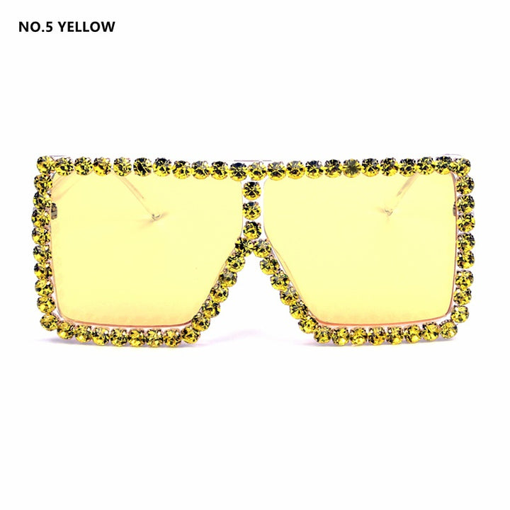 Damer oversized solbrille med glitrende krystallramme Skanto
