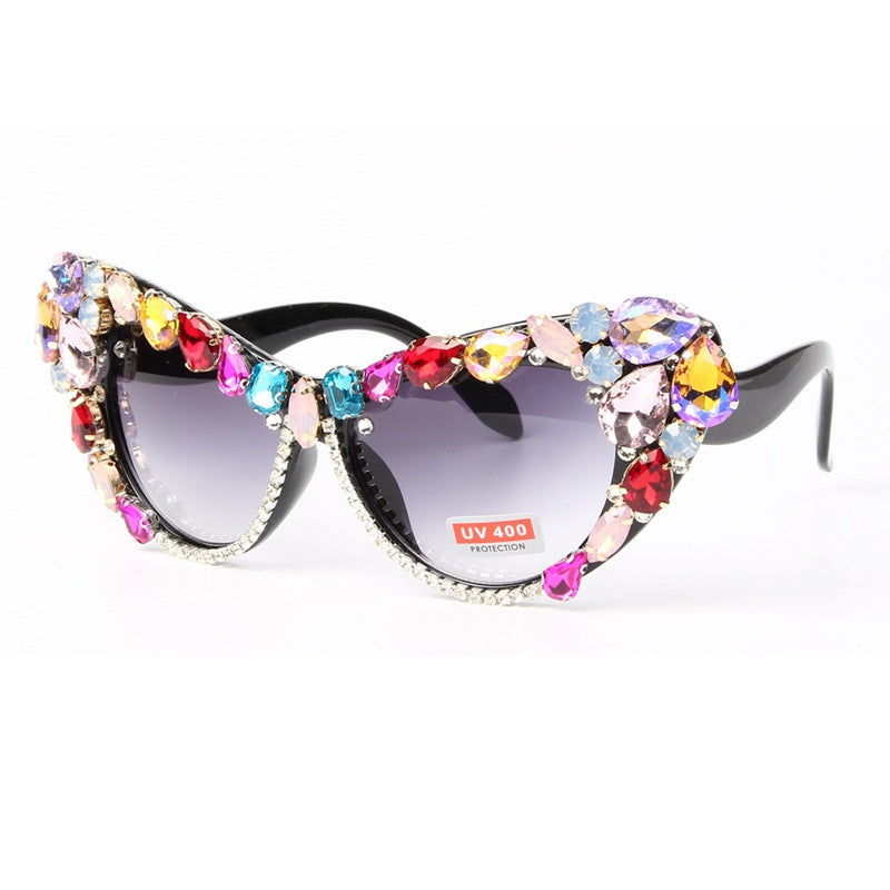 Dame Design-solbrille med glitrende krystallbesettelse Skanto