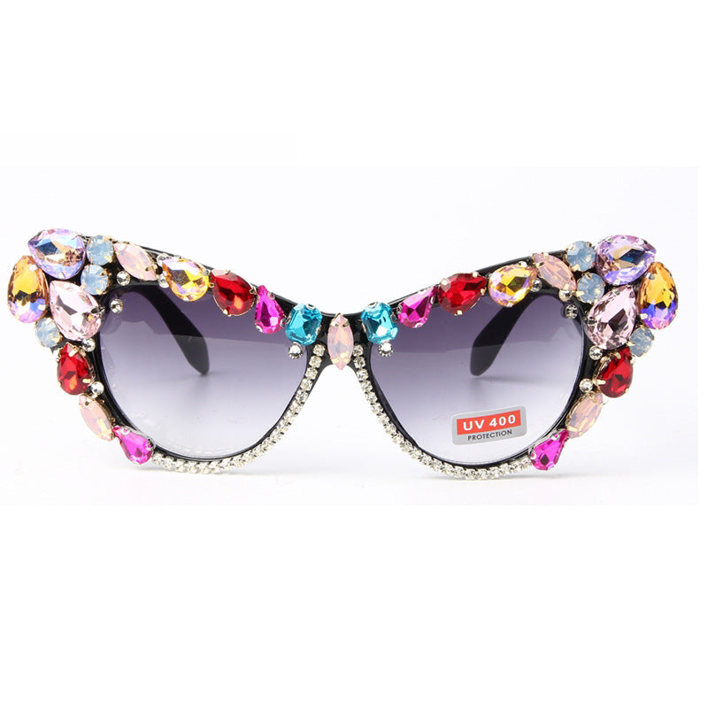 Dame Design-solbrille med glitrende krystallbesettelse Skanto