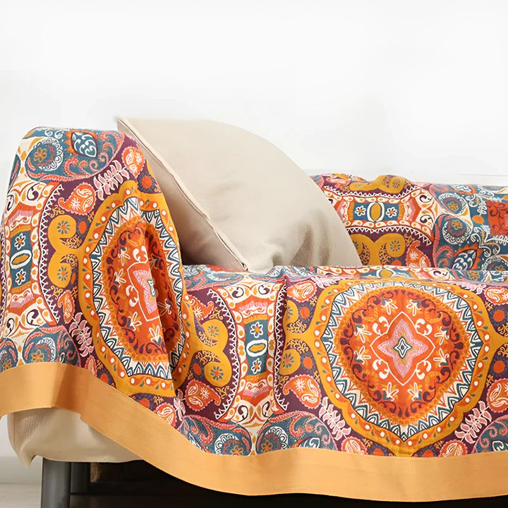 Sunrise Boho Vendbar Teppe, 100% Bomull Kjølende Quilt | Skanto