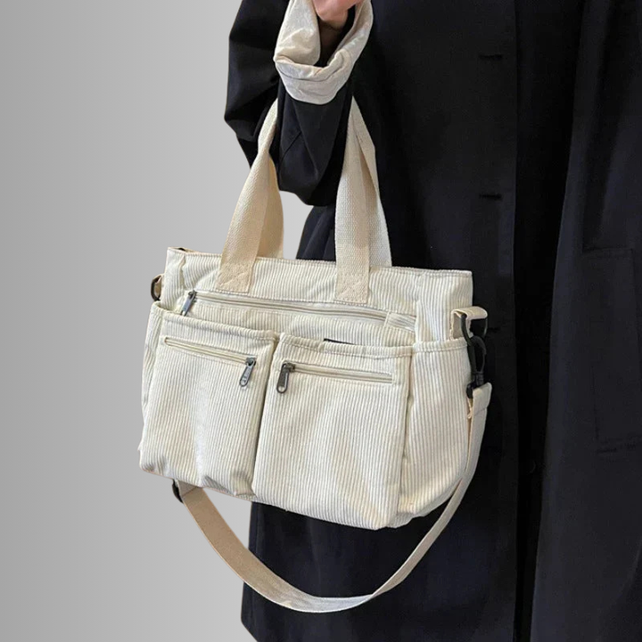 Skanto | Urban Cord Tote Stilig Corduroy Skulderveske – Romslig, Lettvint & Funksjonell Hverdagstote