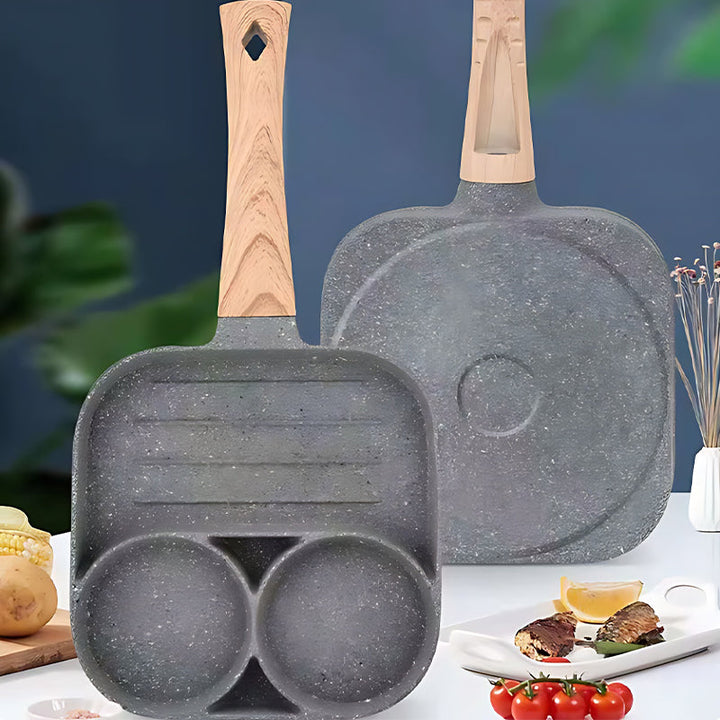 Skanto | Fire-hulls eggpanne, frokostomelett husholdningsstekepanne non-stick panne