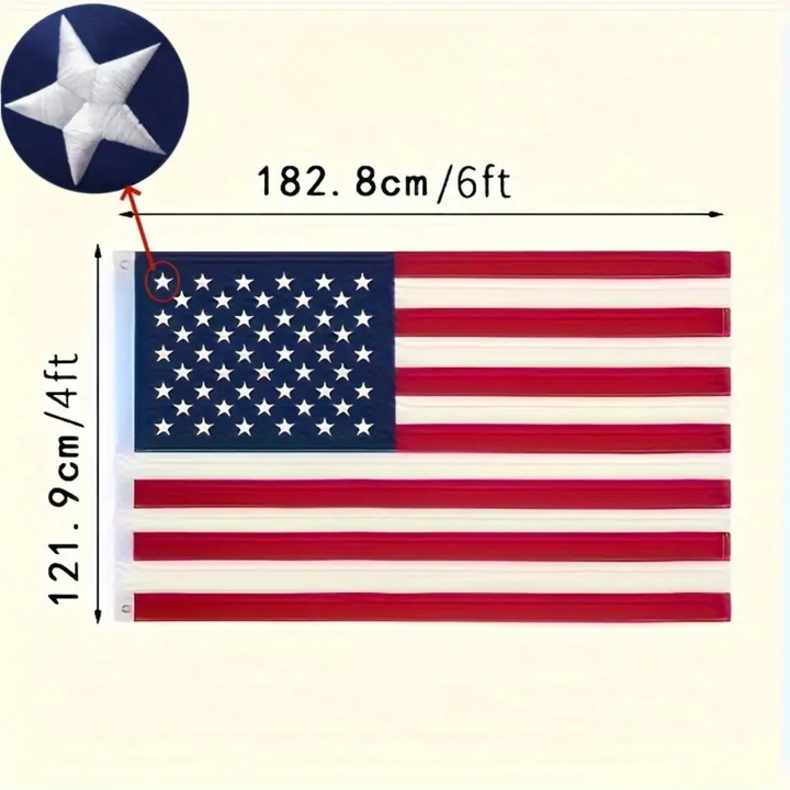 Skanto | Amerikansk flagg Heavy Duty nylon broderte stjerner utendørs messingøyler