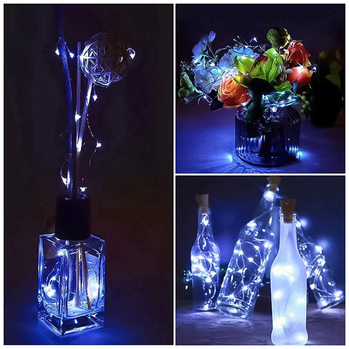 LED Vinflaske Lys Kork Natt Lys DIY Dekor Løft - Stykke | Skanto