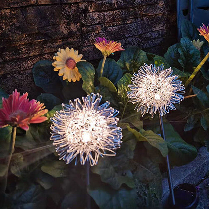 Solar Dandelion Aluminiumtråd Globe Lys LED Utendørs Vanntett Luminøs Hageinnsetting Bakkelys Landskapslys | Skanto