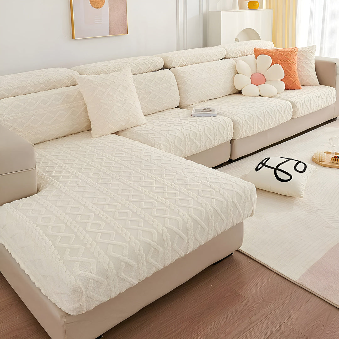 Samt-sofa trekk med diamantmønster – Myk & Luksuriøs | Perfekt passform for enhver sofa | Skanto