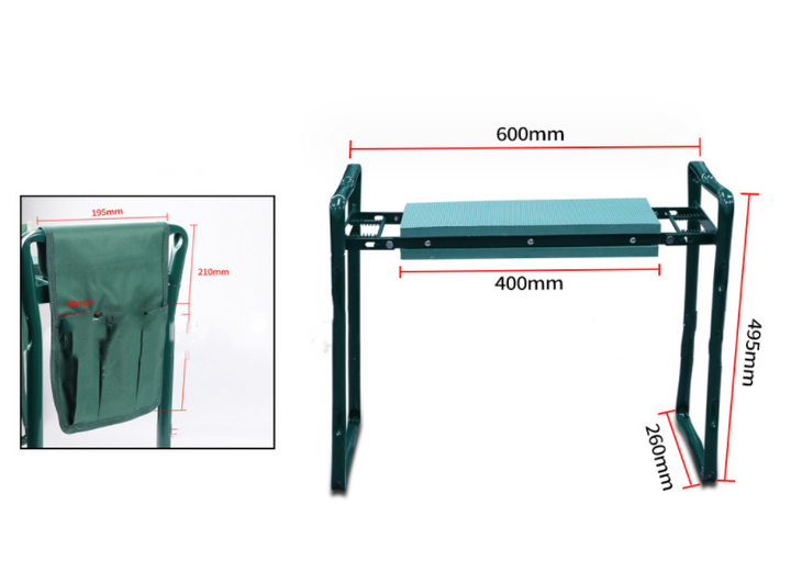 Skanto | Hage Stool med Bag – Sammenleggbar Sete og Arbeidsplass for Hagearbeid