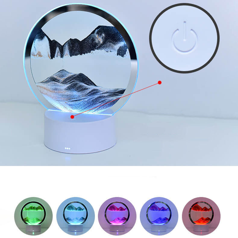 Skanto | Kreativ Rund Timeglass Quicksand 3D LED Nattlampe Bordlampe