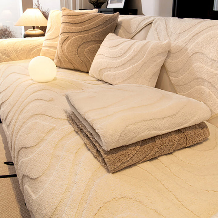 Varm Plush Bøyd Jacquard Rutsjefri Sofa Beskyttelsestrekk | Skanto