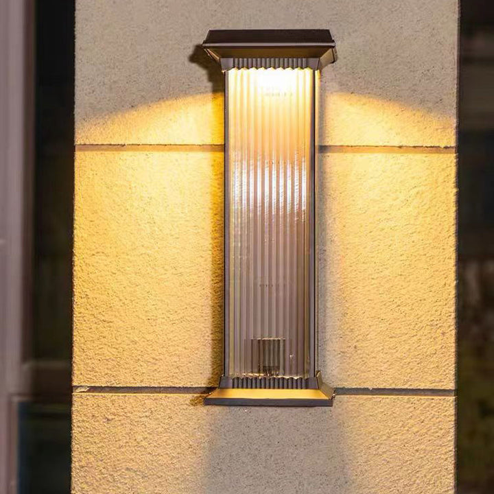 Moderne minimalistisk vanntett rektangulær aluminium glass 1/2 lys utendørs vegglampe for hage | Skanto