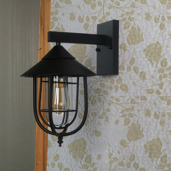 Vintage industriell jern lanterne innendørs utendørs 1-lys vegglampe | Skanto