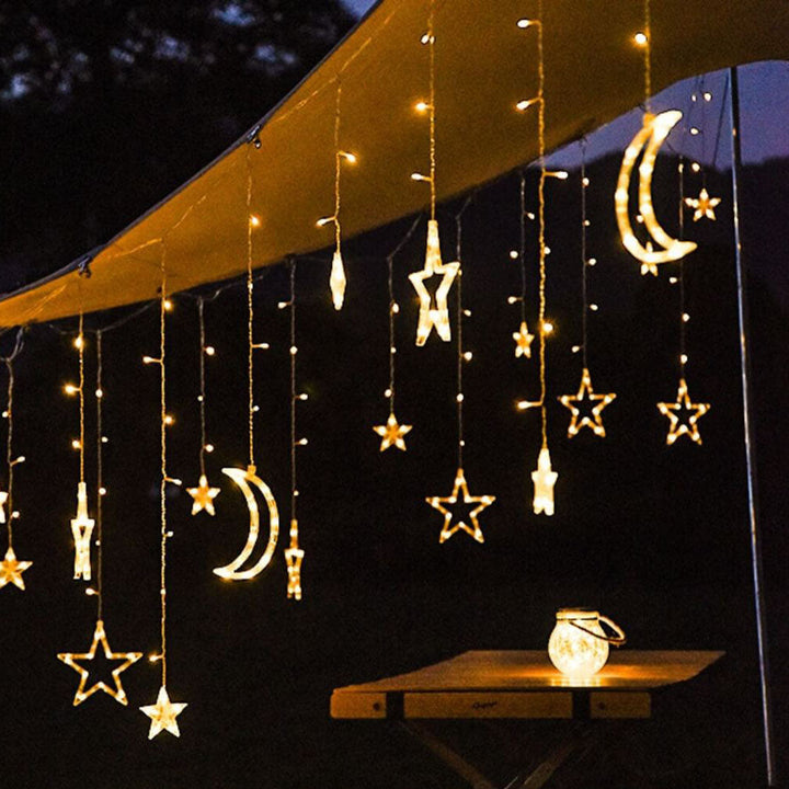 Skanto | LED Solenergi Stjerne Måne Gardin Lys Jul Utendørs Patio Dekorativ Camping Lysende Lyskastere