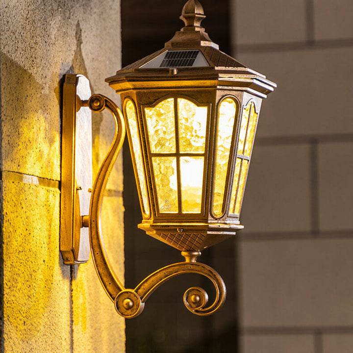 Europeisk sol utendørs lanterne aluminium glass vanntett 1-lykt vegg lampe | Skanto