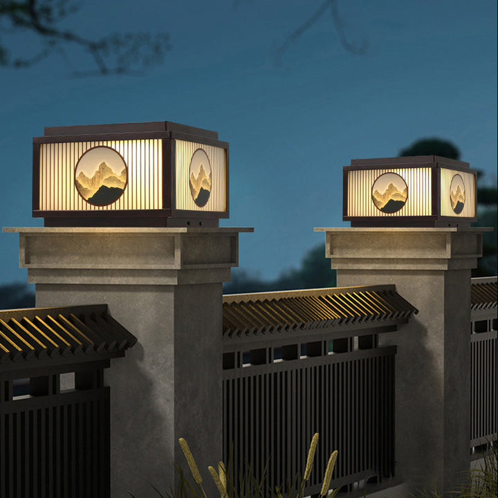Moderne minimalistiske solvanntette firkantede aluminiums glass LED post hodelys for hage | Skanto