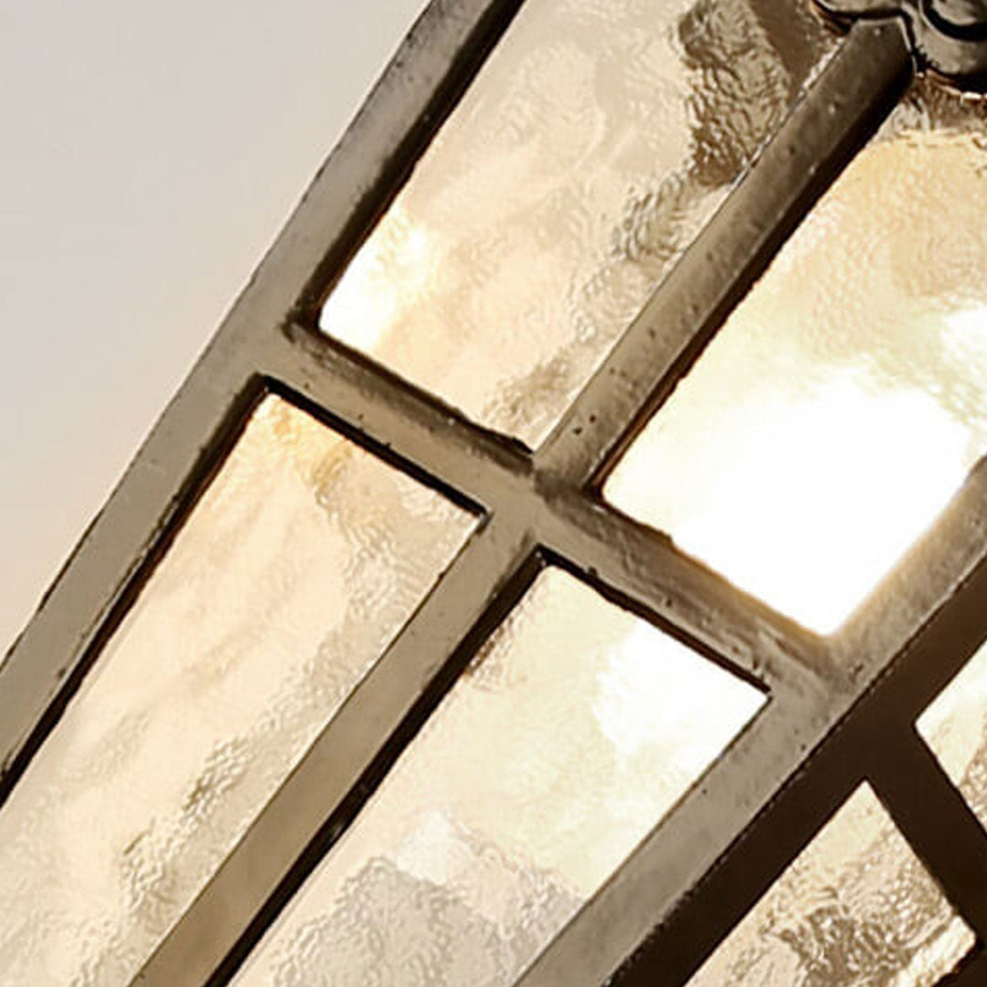 Europeisk Retro Glass Aluminium Lantern Ute Vanntett 1-Lys Vegglampe | Skanto