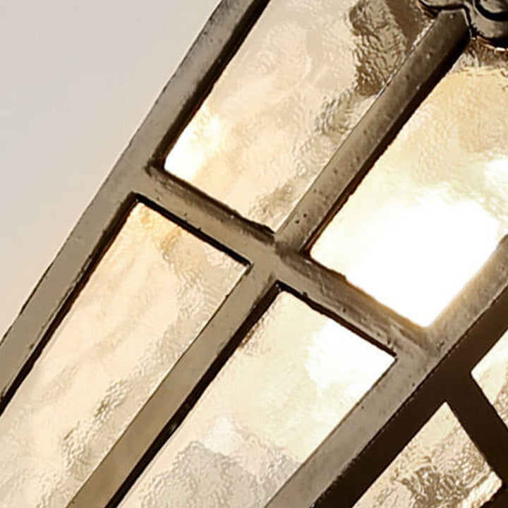Europeisk Retro Glass Aluminium Lantern Ute Vanntett 1-Lys Vegglampe | Skanto