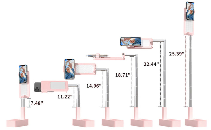 Justerbar 90 cm telefonstativ med 360° rotasjon, innebygd lys og trådløs fjernkontroll - perfekt for videografi, vlogging eller direktesending Skanto