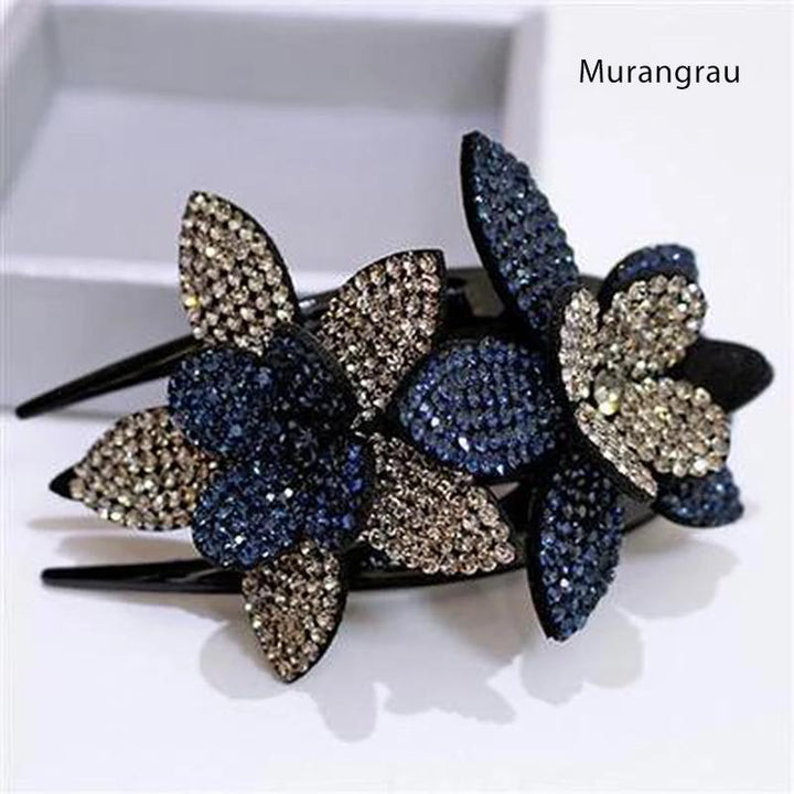 Skanto | Rhinestone Dobbel Blomst Hårklemme