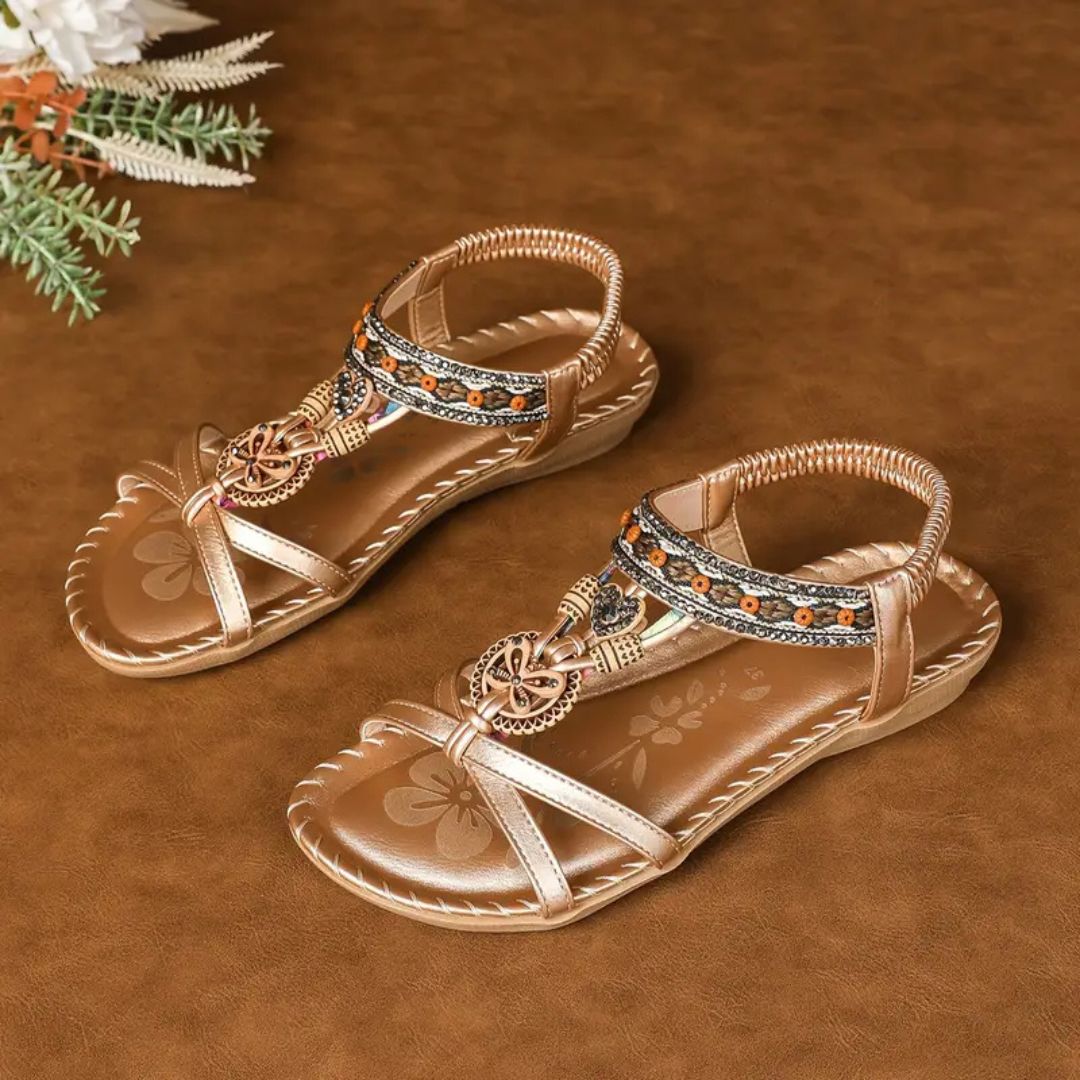 Zeyla – Boho Strass-sommerfugl-flate sandaler