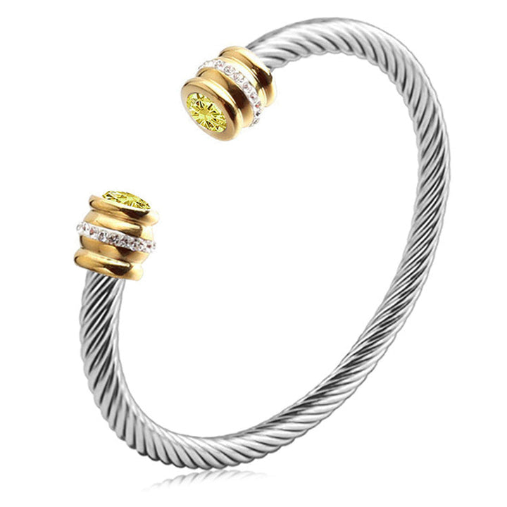 Skanto | Personlig Tilpasset Fødselsstein Ends Twist Cuff Armbånd