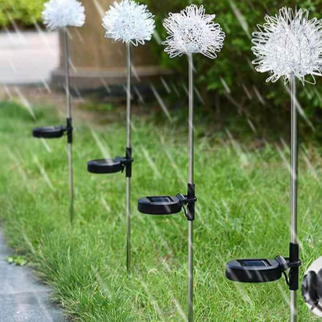 Solar Dandelion Aluminiumtråd Globe Lys LED Utendørs Vanntett Luminøs Hageinnsetting Bakkelys Landskapslys | Skanto
