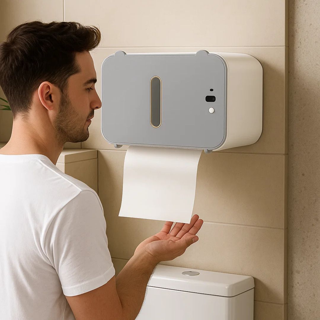 CleanGuard | Berøringsfri Toalettpapirdispenser – Sensorsensitiv – Auto-Fold Snitt – For Travle Toaletter Skanto