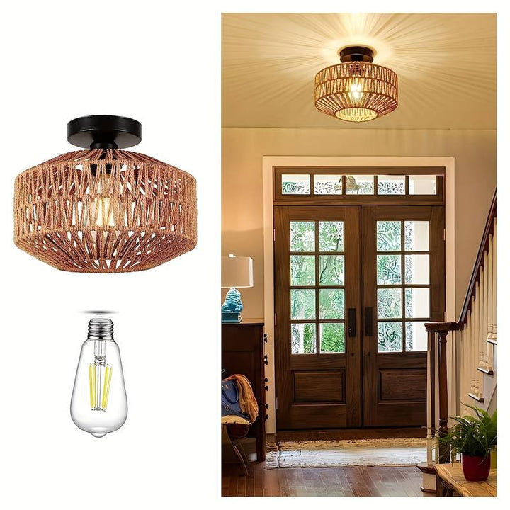 Skanto | WovenCap Taklampe - Boho Chic - Rustikk Eleganse - Moderne Allsidighet