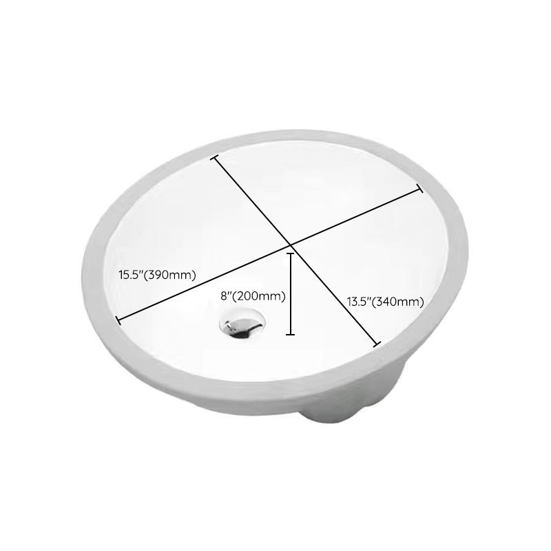 Moderne oval undermontert servant i porselen med pop-up-avløp