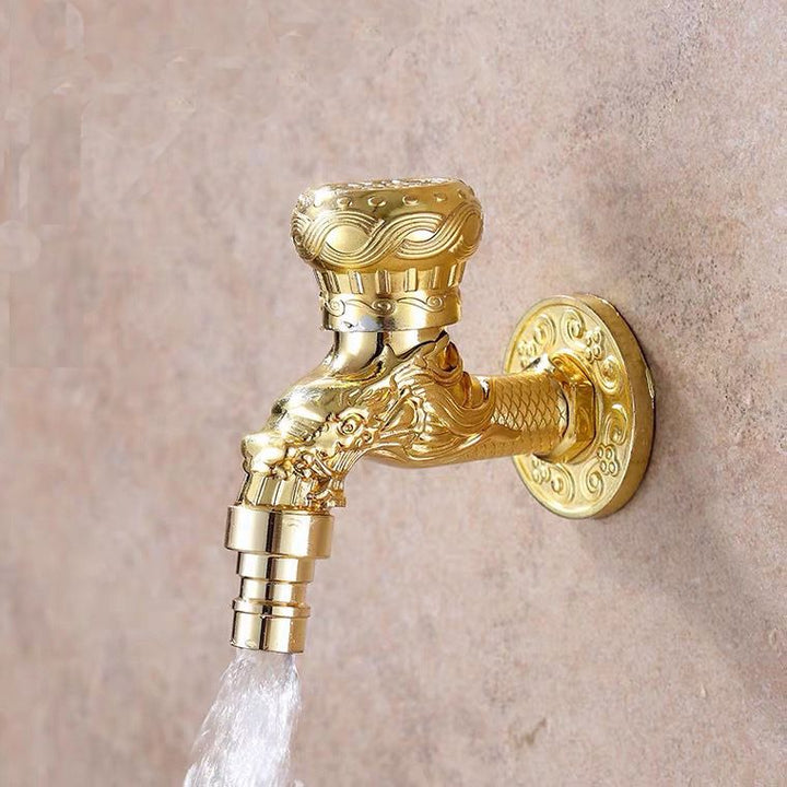 Skanto | Vintage Classic Faucet Water Lock Single Handle Dragon Engraving Wall Mounted Faucet