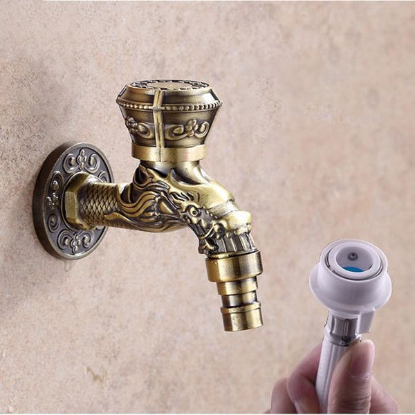 Skanto | Vintage Classic Faucet Water Lock Single Handle Dragon Engraving Wall Mounted Faucet
