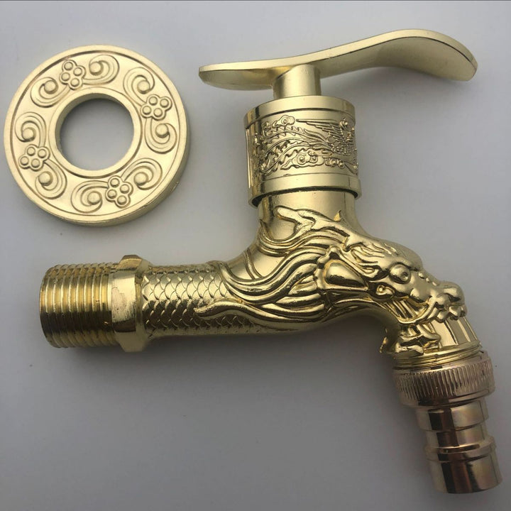Skanto | Vintage Classic Faucet Water Lock Single Handle Dragon Engraving Wall Mounted Faucet