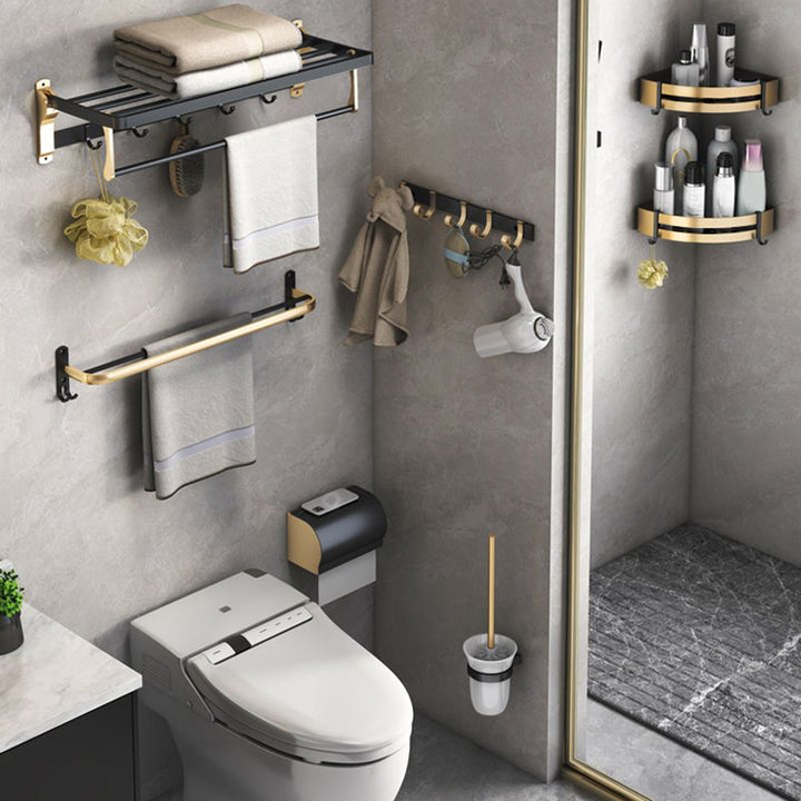 Skanto | Svart & Messing Badesett Moderne Stil Badeaccessoirer Som Individuelt Stykke Eller Som Sett